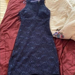 Form Fitting Navy Blue Formal Dress